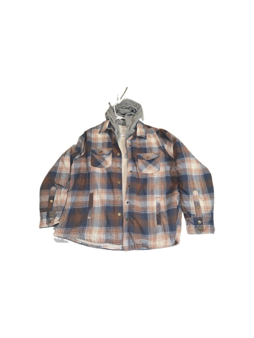 natural reflections jacket Plaid XL Built In Hoodie Sherpa Lined Euc